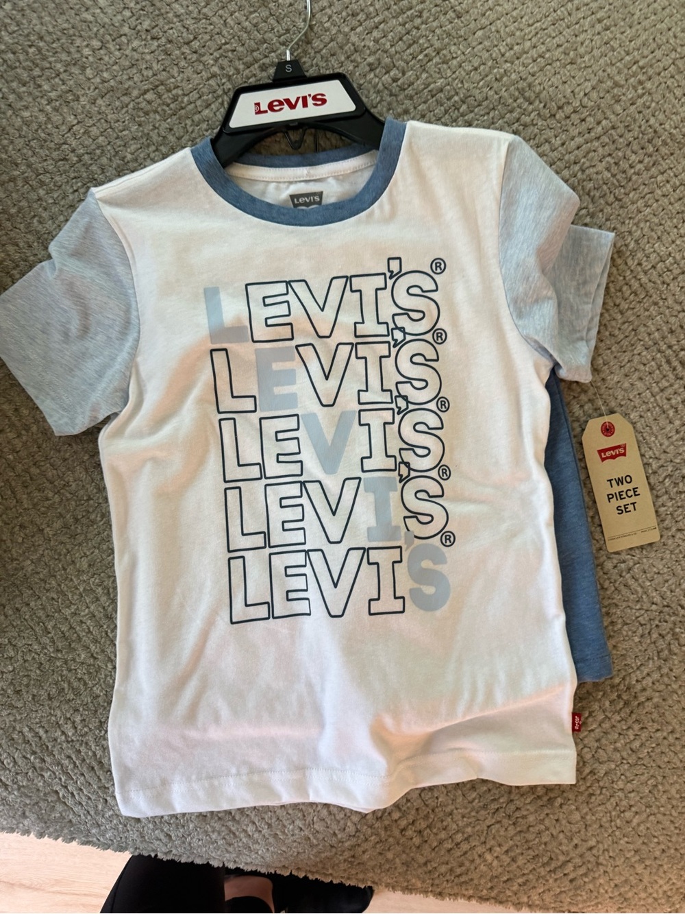 Levi's Boys' White & Light Blue Logo Tee - Two Piece Set NWT